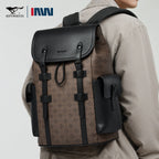 Septwolves Fashion Design Printed Leather Backpack Man Large Flip Cover Business Print Travel Laptop Bags Big Monogram Bagpack