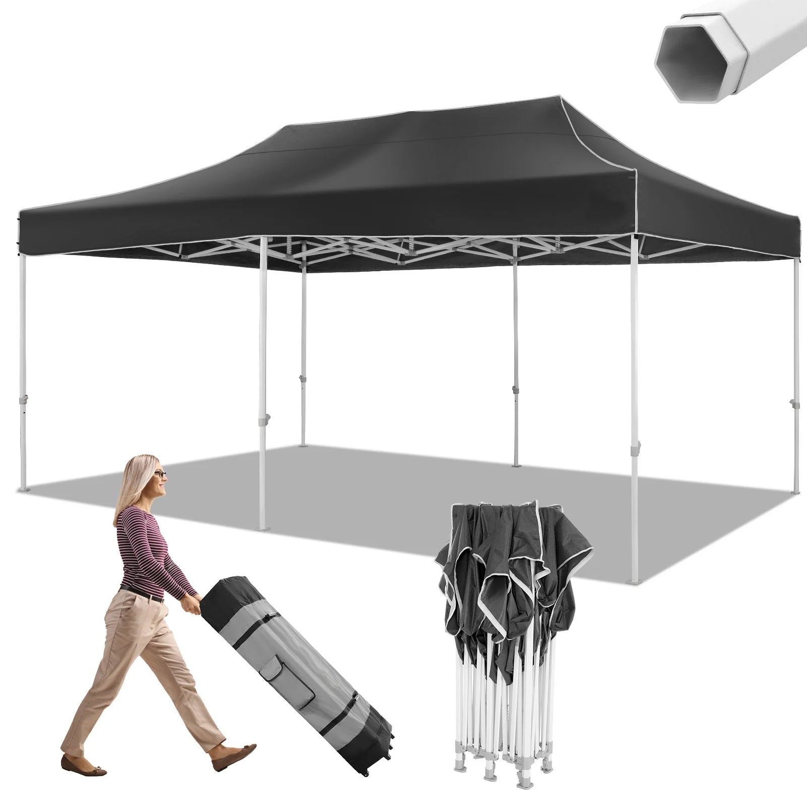 10x20 Heavy Duty Pop Up Canopy Tent for Parties Event Wedding Commercial Instant Canopy with Roller Bag, Party Tent Waterproof