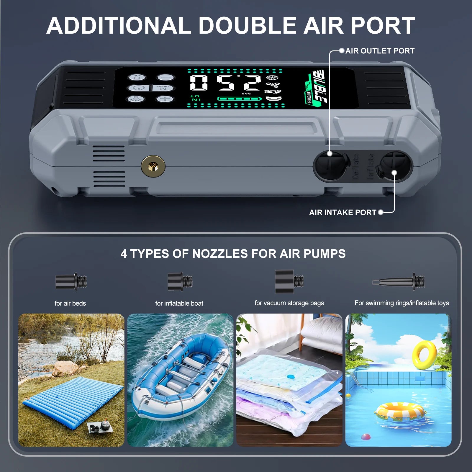 8000A Car Jump Starter & Air Pump 150PSI Air Compressor Power Bank For 12V Car Emergency Booster Starter Starting Device