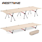 WESTTUNE Camping Cot with Leg Extenders Portable Folding Bed Ultralight Aluminum Alloy Sleeping Cot for Outdoor Hiking Travel