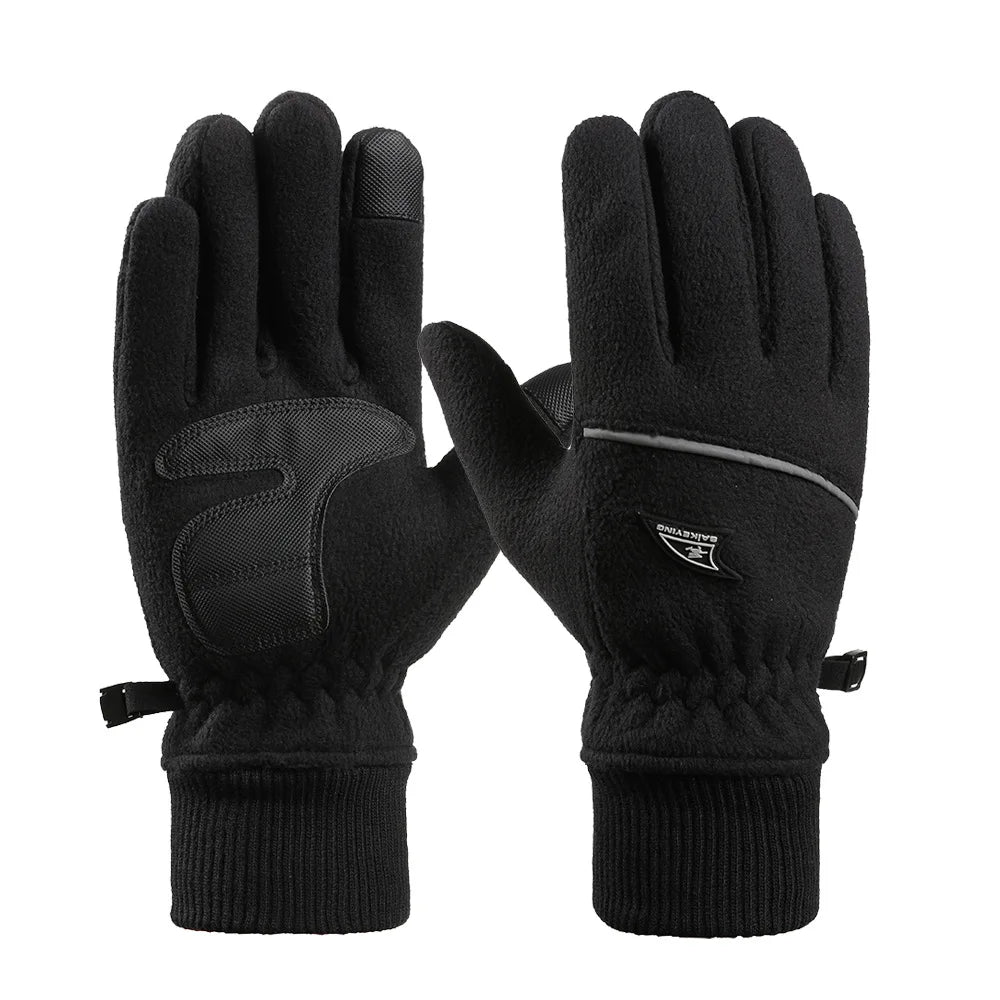 Winter Men's Gloves Polar Fleece Thick Warm Women Cycling Sports Driving Waterproof Non-Slip Touch Screen Motorcycle Gloves