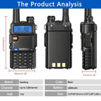 Baofeng UV-5R 8W Walkie Talkie Portable Tri-Power Two Way Radio Communication VHF UHF Receiver Long Range Headset For Camping