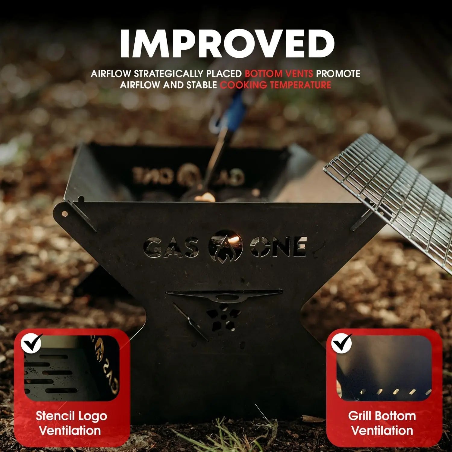 GasOne 15' Portable Charcoal Grill – Foldable BBQ for Camping & Backyard