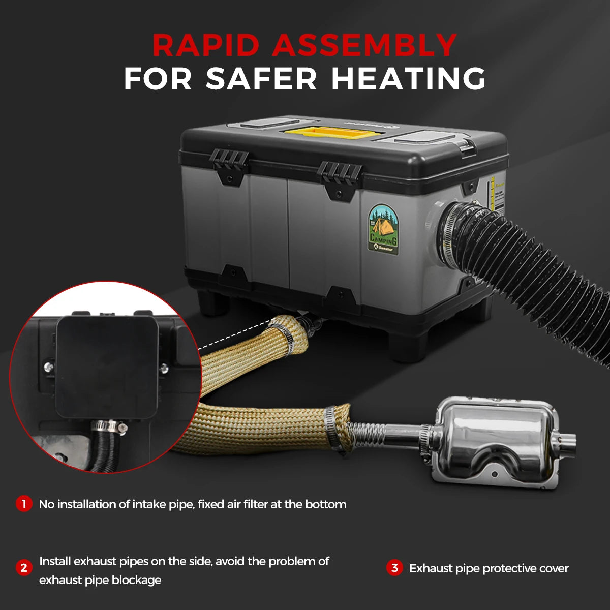 8KW Diesel Auxiliary Heater 110-220V AC and 12/24V DC With High-Altitude Mode & Ventilation Mode Ultra Quiet Portable Heater