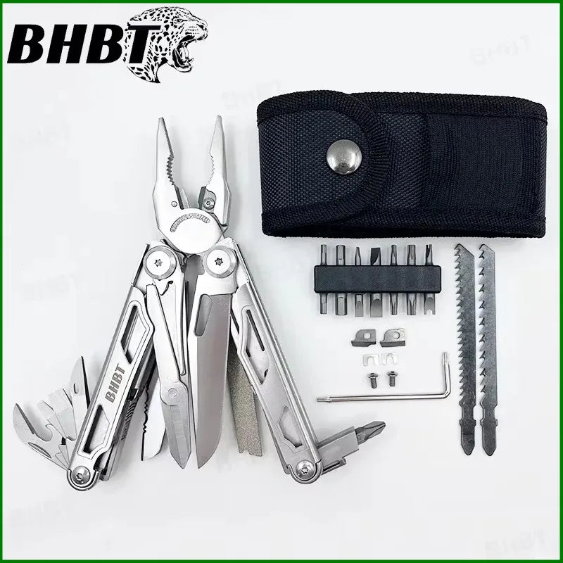 BHBT 37 in 1 Multitool Pliers Folding Multi-functional Tool With Replaceable Saw Blade Portable EDC Outdoor Hand Tools