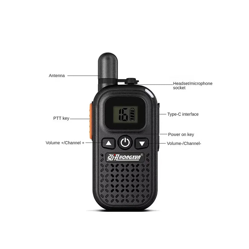 HX-928 5W Walkie Talkie HD Clear Sound Type-C Charging 8.7cm Mini Construction Family Hot Sale FOR daily use