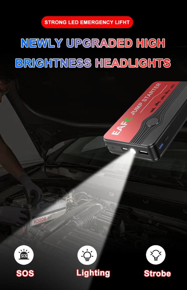 Car Jump Starter 2000A Power Bank Portable Car Battery Charger for 12V Auto Starting Device Petrol Diesel Emergency Booster