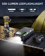 5000A 150PSI Car Jump Starter with Air Compressor Auto Tire Inflator, Large LCD Display, LED Light, for Cars, Bike & Motorcycle