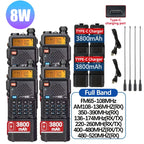 4Pcs Baofeng UV-5R 8W/5W Tri-Power Walkie Talkie High Power Dual Band Long Range Portable Handheld UV 5R Radio