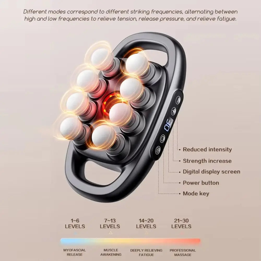 8/12/16-Head Fascia Equipment Electric Muscle masajeador Waist Massager 30 Gear Adjustable High Frequency Body Massage Machine