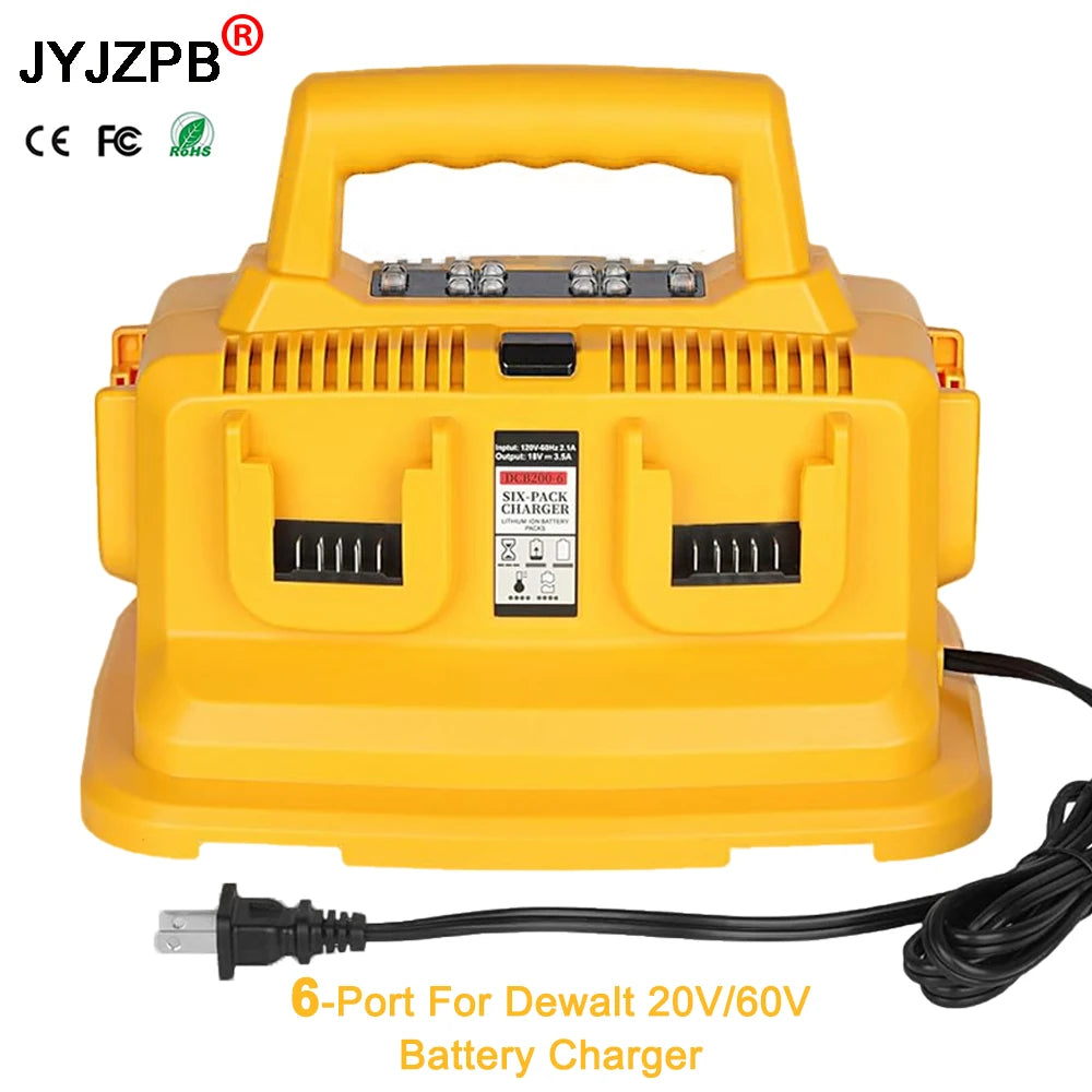 6-Ports for Dewalt Battery Charger, 20V/60V Battery Charger,