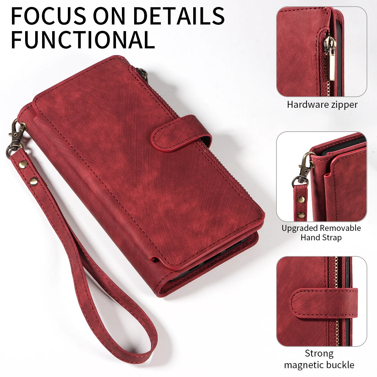 PU Leather Phone Case for IPhone 17Air  17 Pro Max 16 Pro Max 16e 15 14 13 12 11 Pro Max Plus  Flip Wallet Style Phone Cover