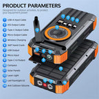 30000mAh Hand Crank Solar Power Bank Magnetic Wireless 22.5W Fast Charging for Airpods iWatch for iPhone 16 Powerbank with Light