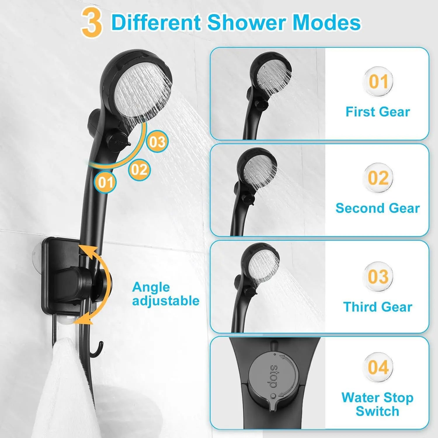 Portable Camping Shower Set Rechargeable Pump 6000mAh Outdoor Shower Kit with 20L Foldable Bag for Travel RV Garden Hiking