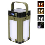 Solar Rechargeable LED Camping Lamp 4 Leaf Foldable Tent Lamp Warm Fire Atmosphere Lamp Outdoor Emergency Lighting Torch Lantern