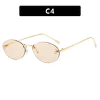 Rimless Retro Oval Sunglasses Cat Eye Sun Glasses Frameless F Letter UV400 Punk Sunglass Men Shade Driving Eyewear Gafas De Sol