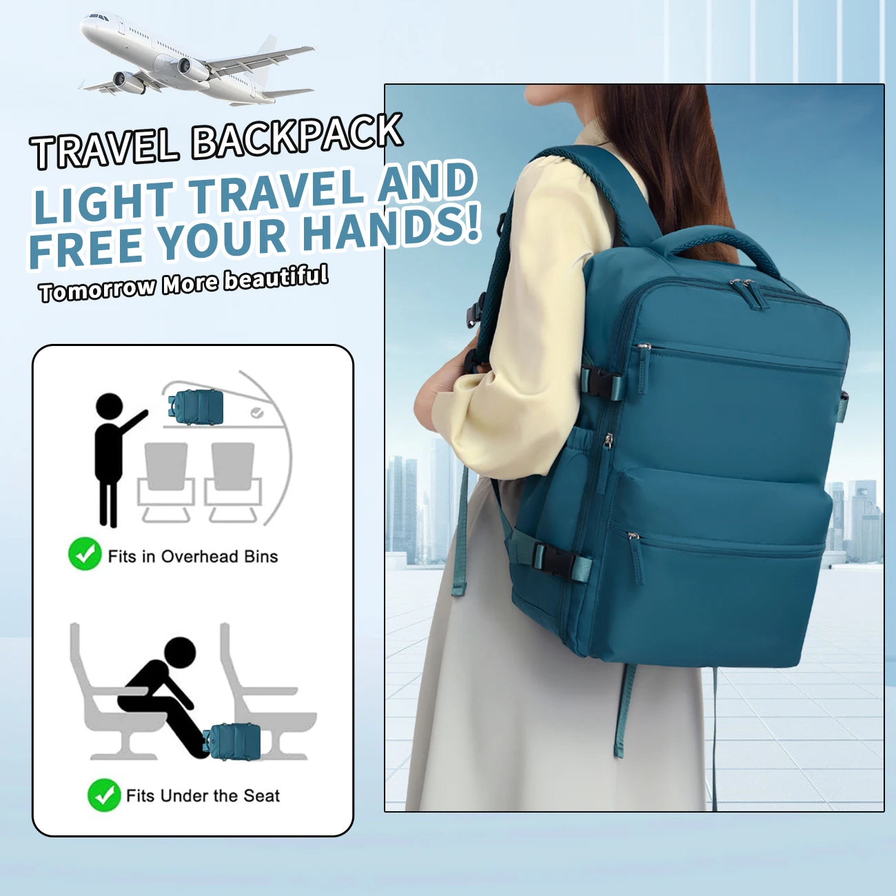 Vacuum Storage Travel Backpack, Airline Carry-On Bag, Business Laptop Backpack & Tote Bag for Men and Women