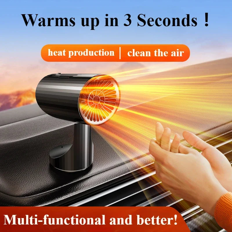 Eary 12V 24V 360°Rotate Car Heater 150W Windshield Defogger Defroster for Winter 2 in 1 Fast Heating & Cooling Fan for Car Sedan