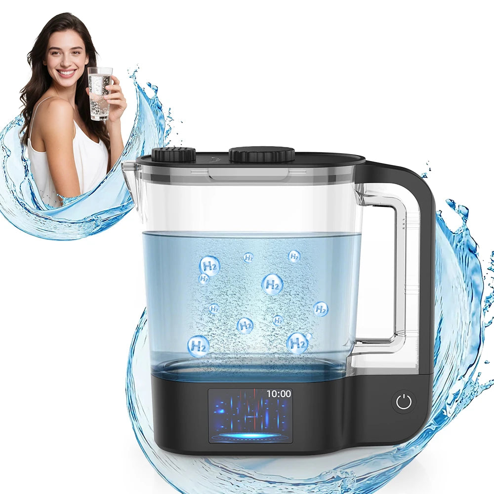 Hydrogen Water Bottle Generator 64 Ounces Hydrogen Water Ionizer Pitcher Generator Machine with SPE PEM Concentrator Technology