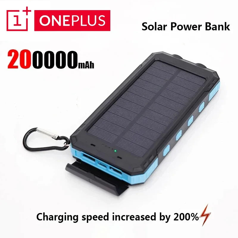 OnePlus Solar Power Bank 200000mAh Large Capacity Fast Charging External Battery with SOS Emergency Power for IPhone Samsung