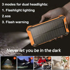 Long-lasting Solar Power Bank, Portable Solar External Battery Pack Built-in Cables, Portable Wireless Charger with Solar Panel