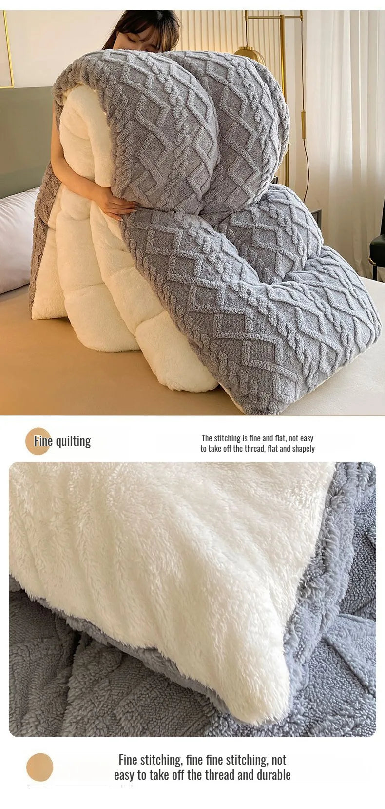 Comfortable double-sided velvet quilt core bedroom velvet thickened blanket home lamb fleece quilt warm quilt core comfortable