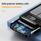 80000mAh Large Capacity Portable Outdoor Solar Mobile Power 4 in 1 Built in Cables LED Digital Display For iPhone Samsung Xiaomi
