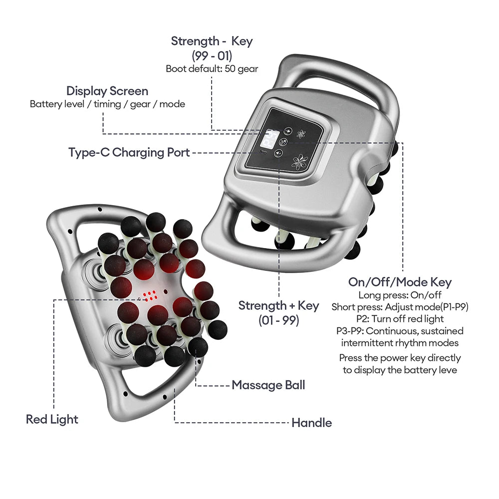 42-Heads Fascia Gun High-Frequency Vibration Body Massage Gun Back and Waist Massager Neck Shoulder Massager Muscle masajeador