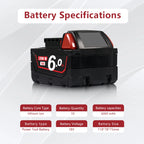 FOR Milwaukee M18 Battery Power Tool Battery 18V 3-6Ah Lithium Rechargeable Battery 48-11-2460 48-11-2412