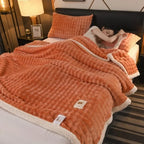 2025 new solid color simple blanket imitation rabbit velvet super soft plush blanket high gram weight sofa blanket winter warmth