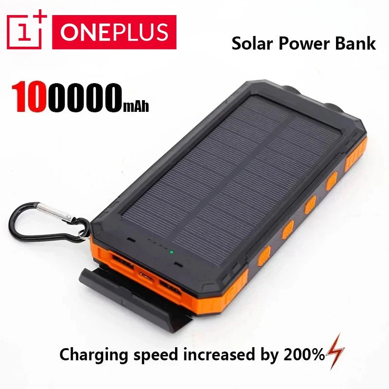 OnePlus Solar Power Bank 200000mAh Large Capacity Fast Charging External Battery with SOS Emergency Power for IPhone Samsung