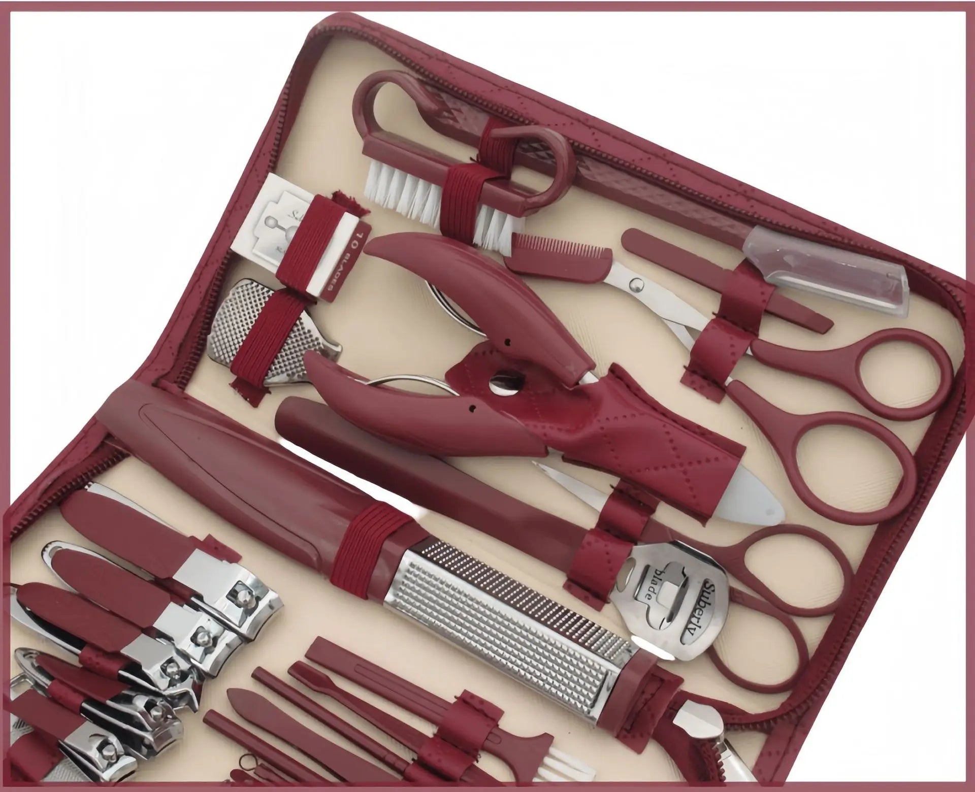 10/42 pcs nail clipper kit new zipper leather bag stainless steel manicure set manicure for fingernails toenails manicure tools