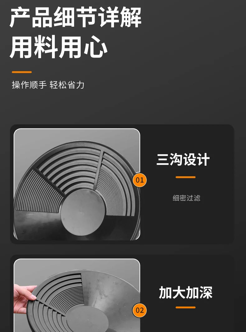 15 Inch Plastic Gold Pan Professional Prospecting Equipment for Mining River Gold Panning Wash Basin Tool Kit