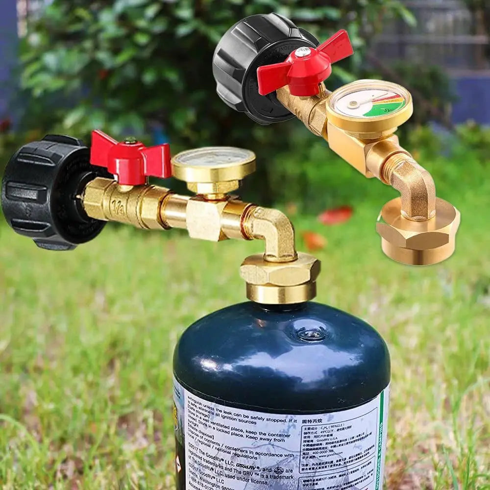 with Tank Gauge Propane Refill Elbow Adapter Easily Opening Universal Propane Tank Adapter Durable. Safe Propane Gas Gauge