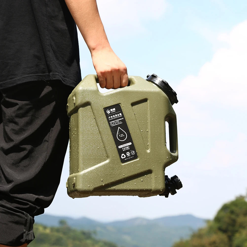 12L Water Storage Container No Leakage Water Storage Carrier Portable Large Capacity Outdoor Hiking Accessories