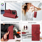 PU Leather Phone Case for IPhone 17Air  17 Pro Max 16 Pro Max 16e 15 14 13 12 11 Pro Max Plus  Flip Wallet Style Phone Cover