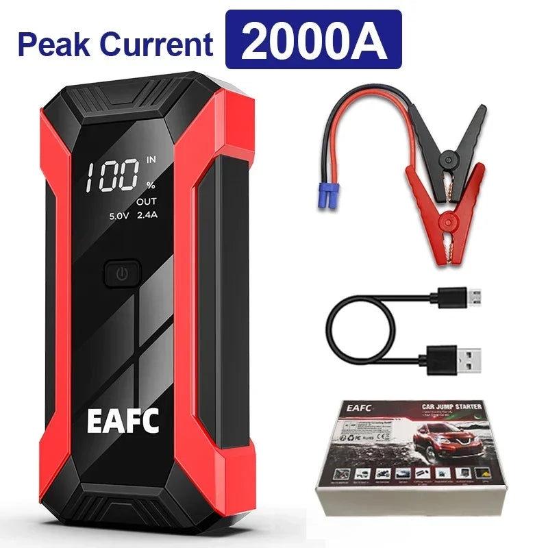 2000A/1200A Car Jump Starter Power Bank Starting Device Portable Car Battery Emergency Booster for 12V Vehicles Small Trucks