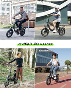 U4 16" Folding Electric Bike for Adults, 750W Peak Motor with Max 55Miles PAS Range & 19MPH EBike