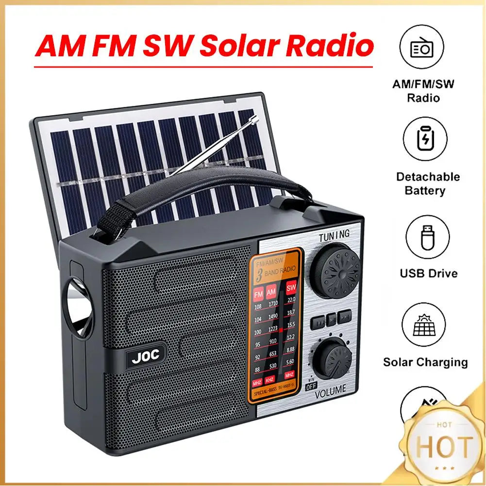 Portable AM FM SW Radio with LED Flashlight & BT Speaker Full Band Radio Emergency Radio for Outdoor Camping and Emergency