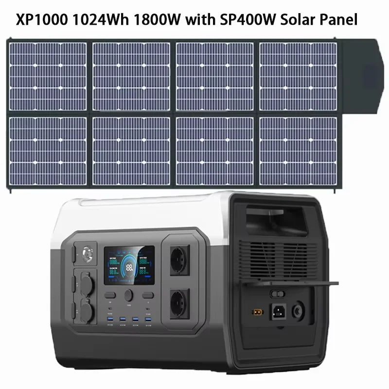Ctolity generador de energía portatil XP1000 1800W Portable Power Station, 200W Solar Panel Opitional, Foldable Solar Generator