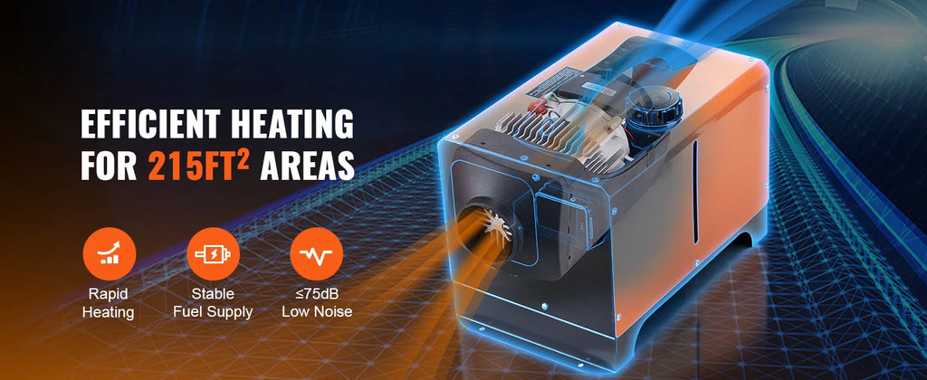 SucceBuy 5/8KW Diesel Air Heater 12V All in One Car Heater with Silencer Remote Control for Truck Boat RV Parking Diesel Heater