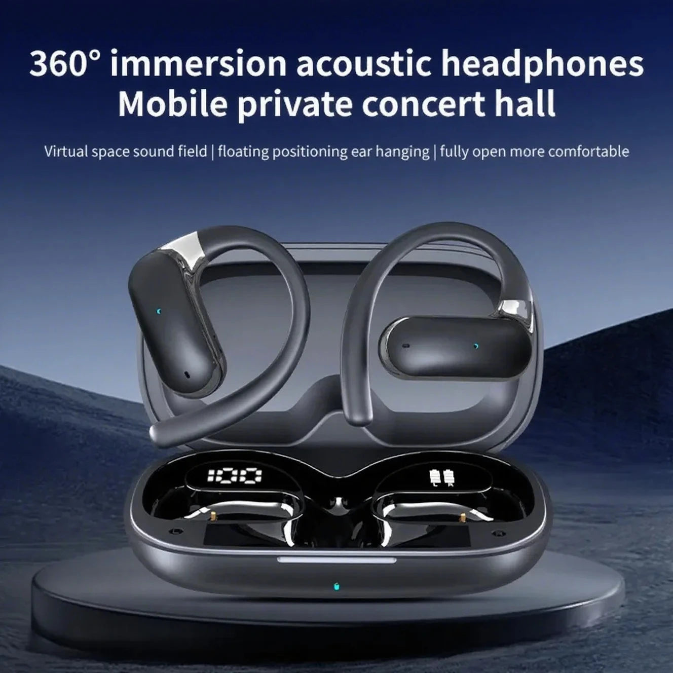 60H Long Endurance Over-Ear Wireless Bluetooth5.4 OWS Ear Hook Headphones with Long Battery Life for Business