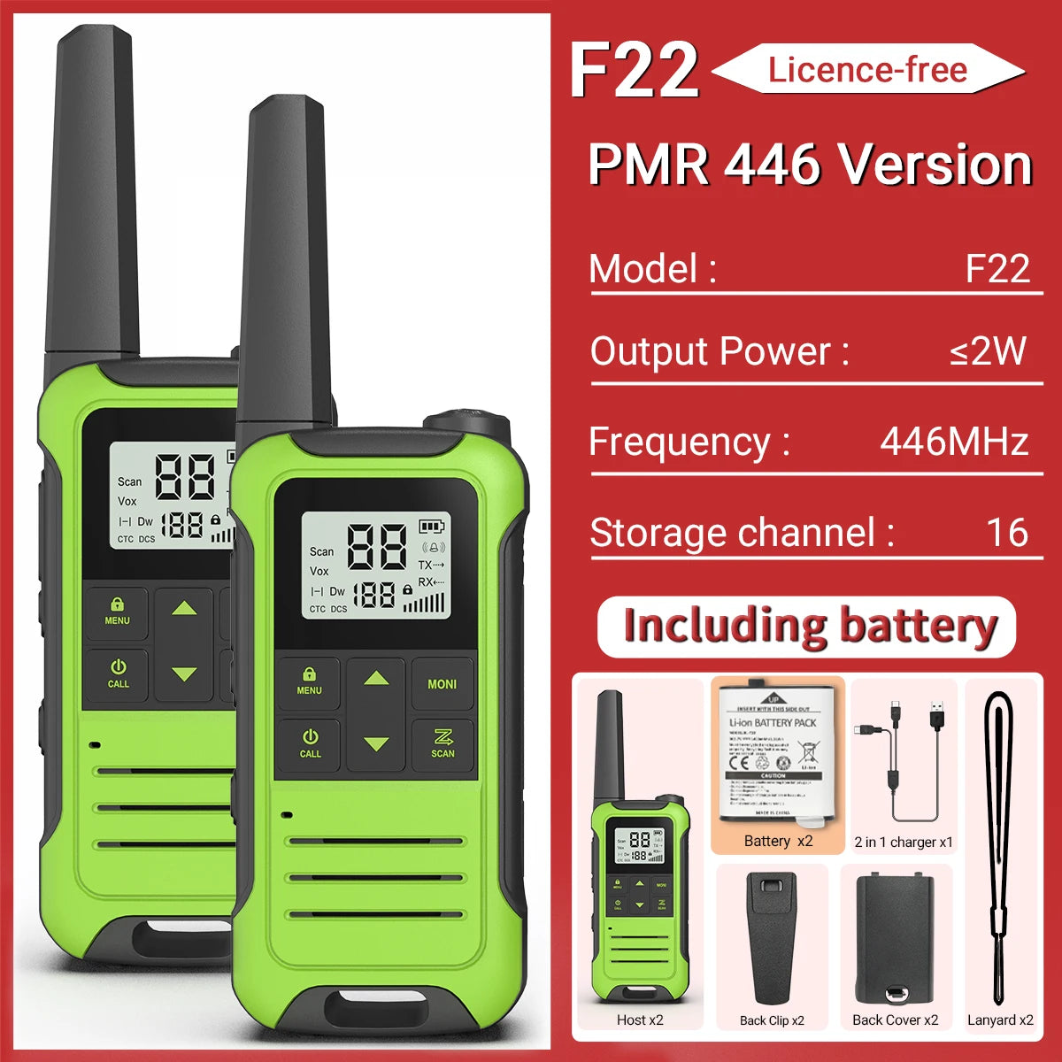 2pcs Baofeng F22 Mini Walkie Talkie PMR Communication Radio Profesional Walkie Talkies Ham Radio Transceiver For Restaurants