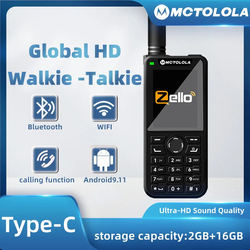 MOTOLOLA new Android 9.0 2G 3G 4G POC walkie talkie memory 2+16G 2.4-inch display Zello walkie talkie supports phone function B