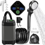Portable Camping Shower Set Rechargeable Pump 6000mAh Outdoor Shower Kit with 20L Foldable Bag for Travel RV Garden Hiking