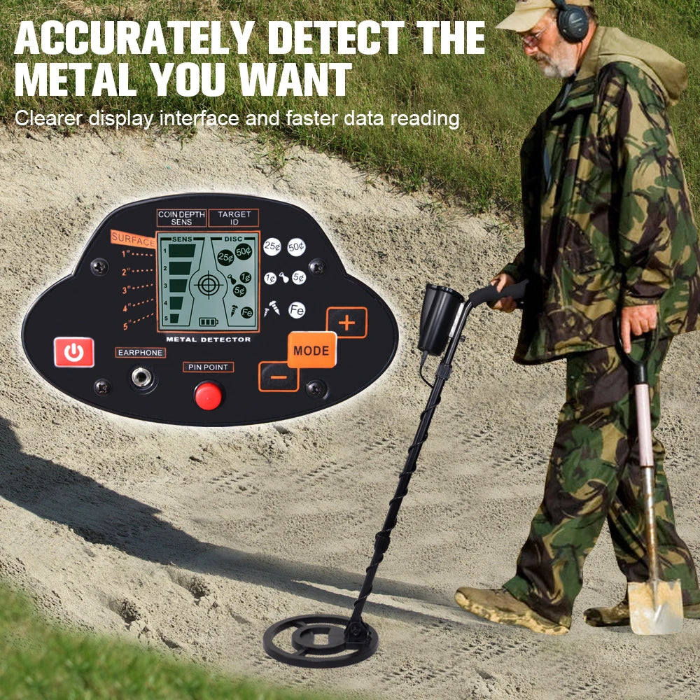 MD-5030 Underground Metal Detector LCD Display Pinpoint Function High Sensitivity Waterproof Search Coil for Coins,Relics,Gold