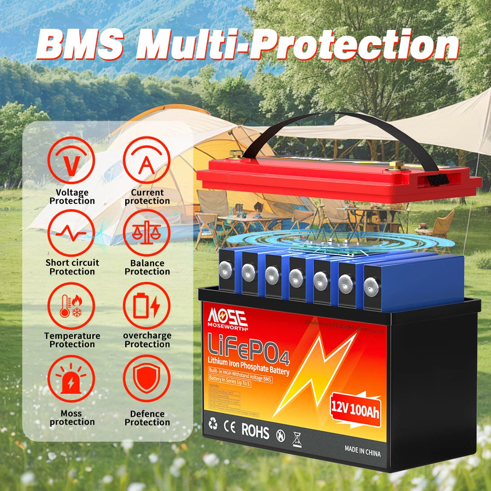 6Ah 10Ah 12Ah 20Ah 30Ah 12V 100Ah LiFePO4 Battery Pack BMS 200Ah 300Ah Lithium Iron Phosphate Rechargeable Battery