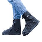 1Pair High Top Waterproof Shoe Covers Black Anti-Slip Reusable for Motorcycle Cycling Bike Men Women Overshoes PVC Protectors
