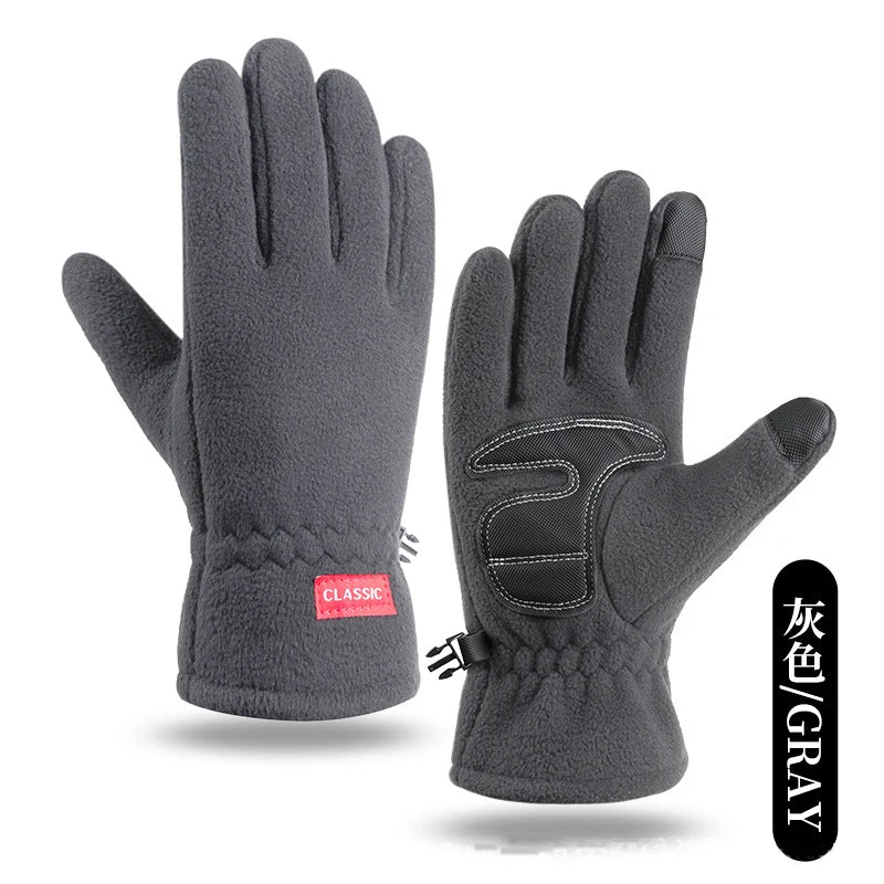 Winter Men's Gloves Polar Fleece Thick Warm Women Cycling Sports Driving Waterproof Non-Slip Touch Screen Motorcycle Gloves