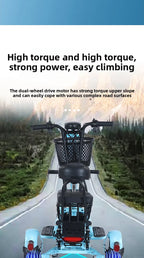 800W48V 70km folding electric tricycle small leisure vehicle for adults to ride three people portable battery car for home use